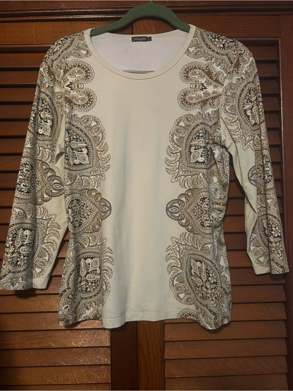 J McLaughlin White Embellished Paisley Scoop Neck Top
